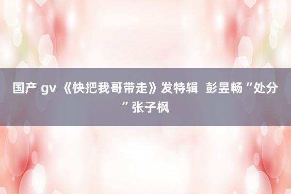 国产 gv 《快把我哥带走》发特辑 彭昱畅“处分”张子枫