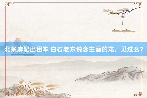 北条麻妃出租车 白石老东说念主画的龙,见过么?