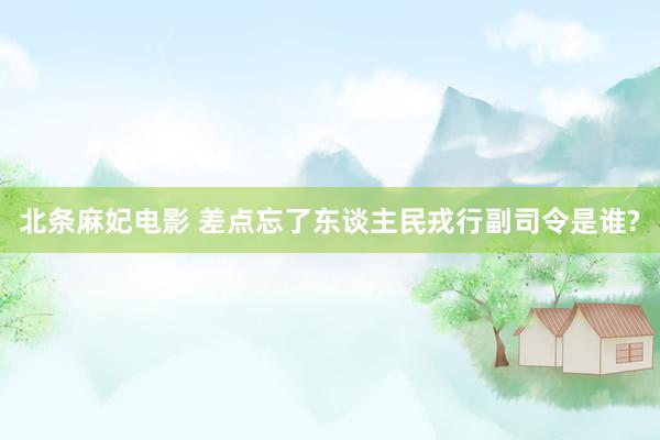 北条麻妃电影 差点忘了东谈主民戎行副司令是谁?